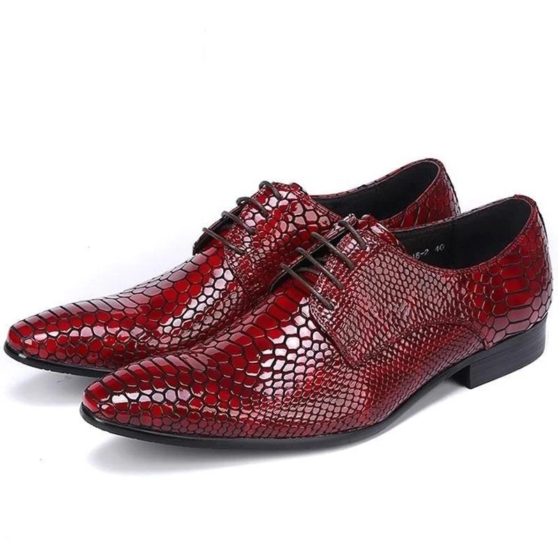 White Dresses for Pure Look -Classic FormalStyle Snake Pattern Lace-Up Dress Shoes for Men