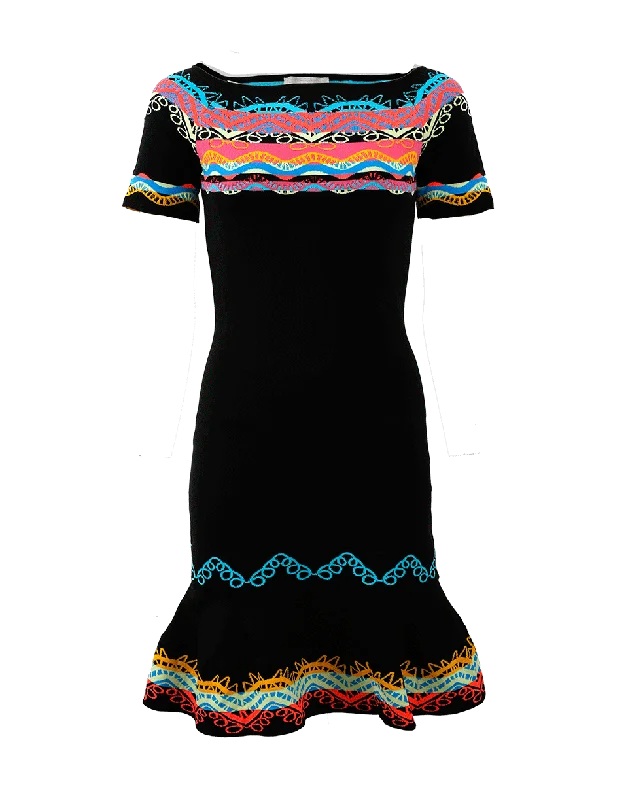 Geometric Dresses for Modern -Jacquard Knit Dress