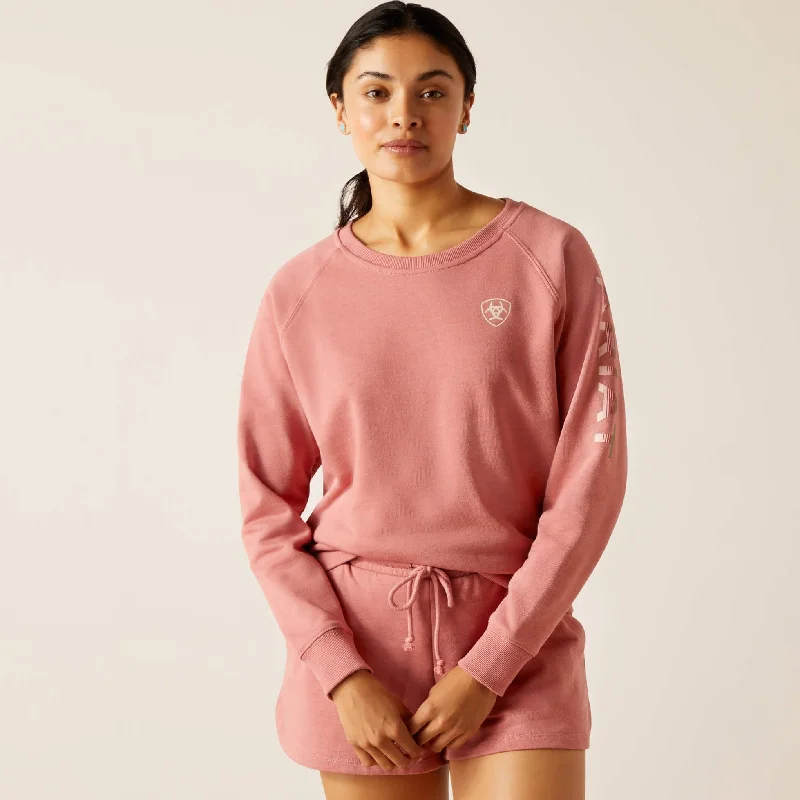 Denim Hoodie with Studded Details Punk Rock Outfits -Ariat Women's Logo Sweatshirt in Dusty Rose (Available in Regular & Plus Sizes)