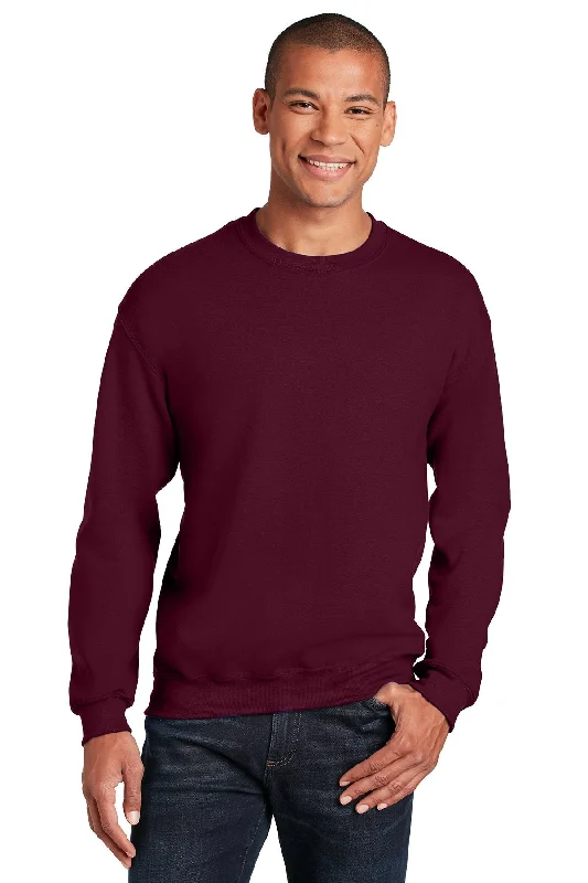 Lightweight Hoodie for Layering in Transition Seasons -Gildan Heavy Blend Crewneck Sweatshirt Maroon