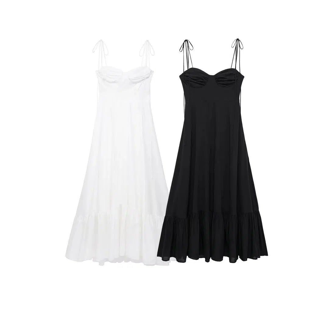 Casual Dresses for Everyday -Spaghetti Straps A-Line Midi Sundress