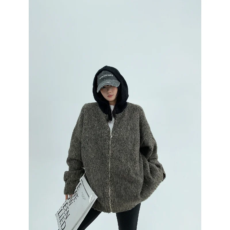 Padded Hoodie with Quilted Lining Extreme Cold Weather Gear -Oversized Zippered Sweatshirt