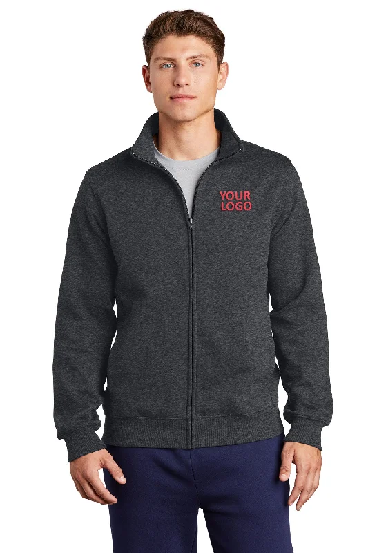 Satin Lined Hoodie to Protect Curly Hair While Sleeping -Sport-Tek Full-Zip Customized Sweatshirts, Graphite Heather