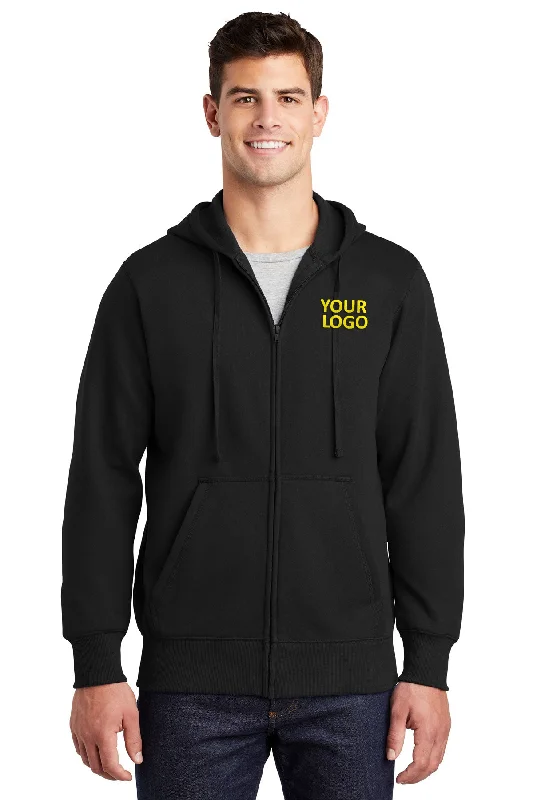 Organic Cotton Hoodie Eco-Friendly Sustainable Fashion -Sport-Tek Custom Full-Zip Hooded Sweatshirts, Black