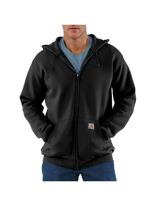 Padded Hoodie with Quilted Lining Extreme Cold Weather Gear -K122 Loose Fit Midweight Full-Zip Sweatshirt - Black