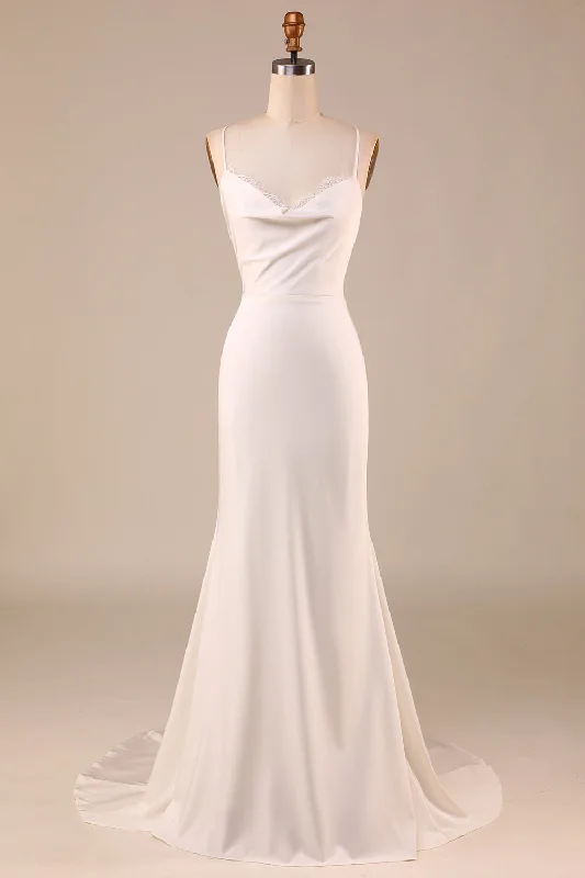 Modern Dresses for Trendy -Simple Ivory Mermaid Boho Long Wedding Dress