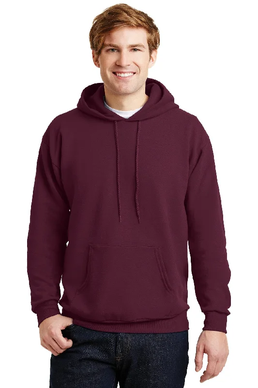 Cozy Fleece-Lined Pullover Hoodie for Cold Winter Days Outdoor Activities -Hanes Ecosmart Pullover Hooded Sweatshirt P170 Maroon