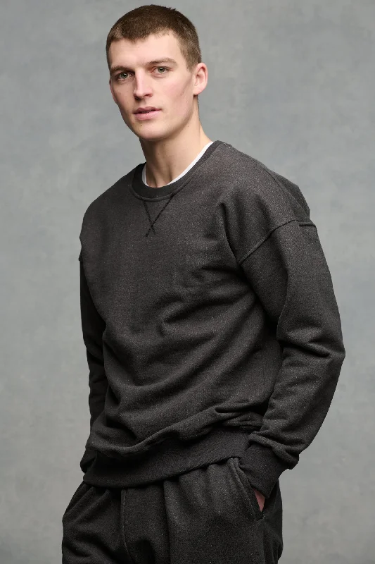 Chiffon Hoodie for Sheer Layered Summer Evening Looks -Men's Heritage Sweatshirt - Charcoal