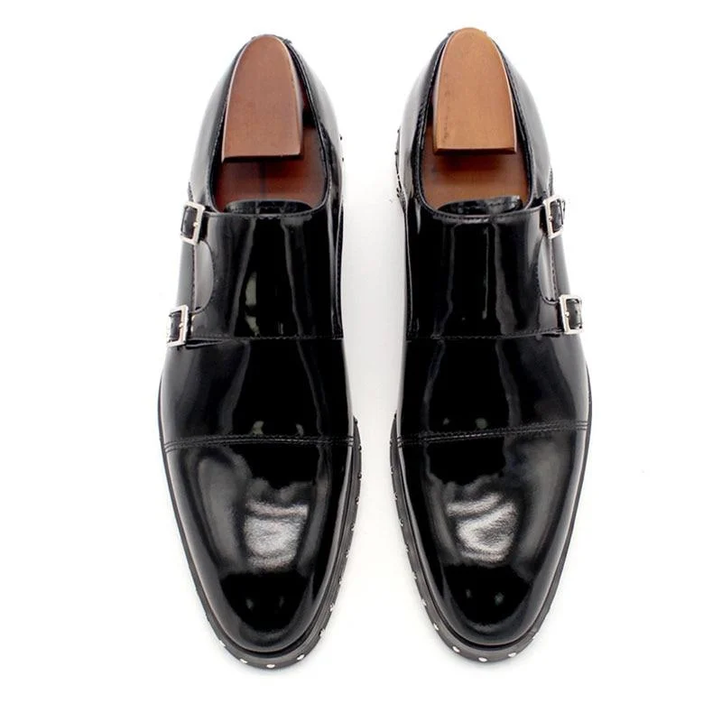 Contemporary Dresses for Fashion -Men 's Classical Rivet Leather Buckle Strap Pointed Toe Dress Shoes