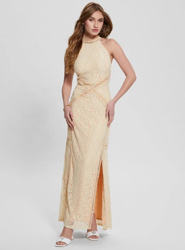 Solid Color Dresses for Simple -Beige New Liza Maxi Dress