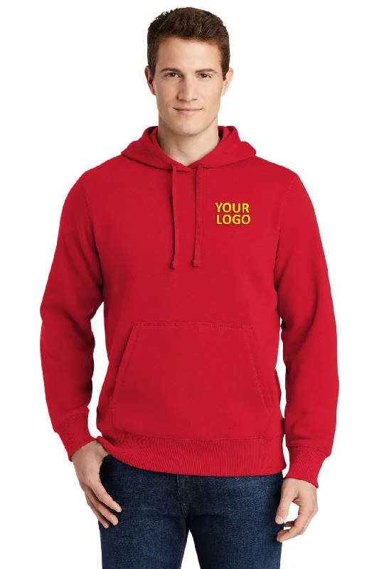 Lightweight Cotton Sweatshirt with Graphic Prints for Casual Daily Wear -Sport-Tek Pullover Custom Hooded Sweatshirts, True Red