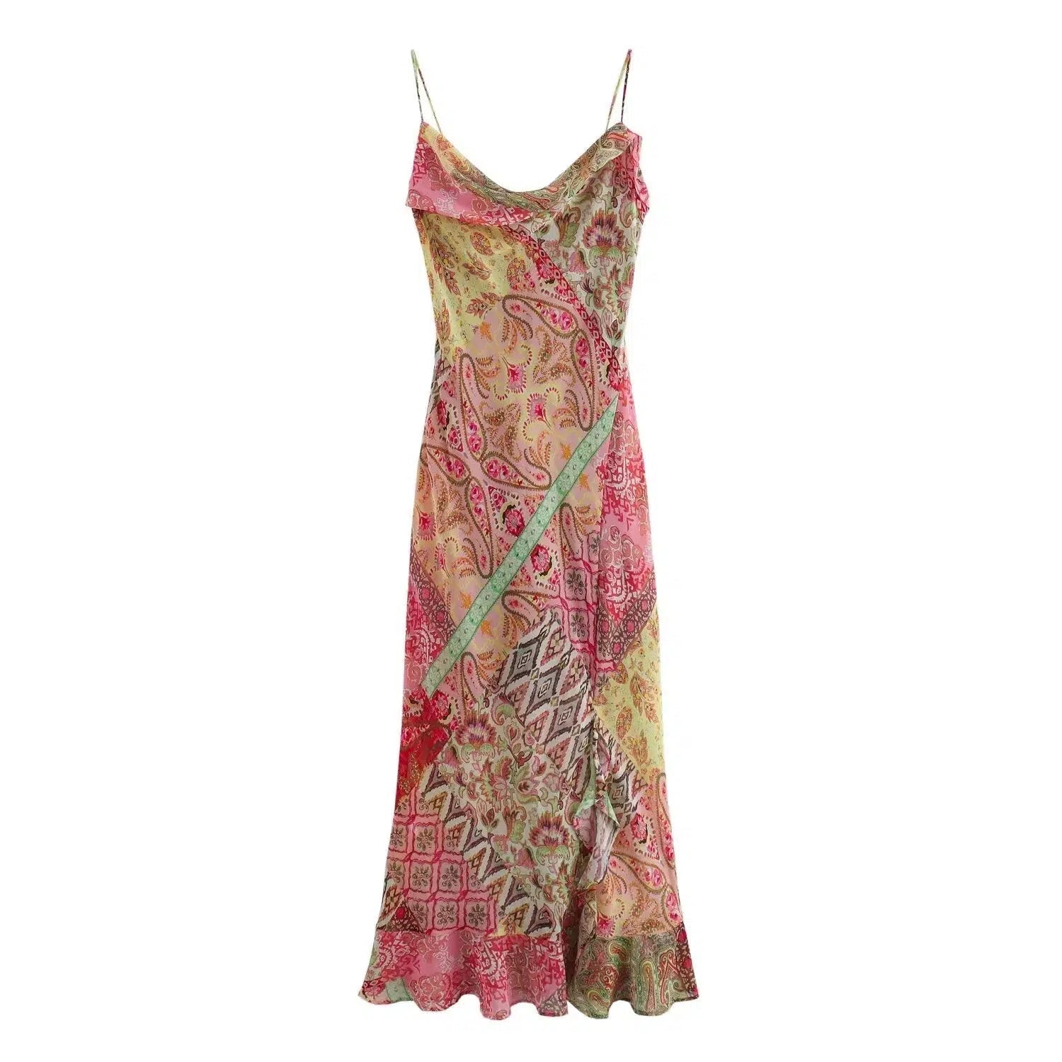 Indian Dresses with Intricacy -Spaghetti Straps Bohemian Printed Sundress