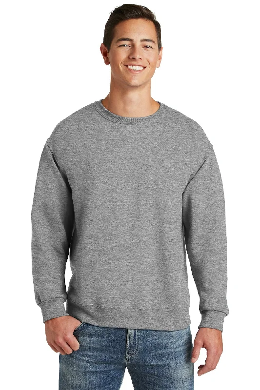 Fitted Hoodie with Mesh Lining for High-Intensity Interval Training -Jerzees Super Sweats NuBlend Crewneck Sweatshirt 4662M Oxford