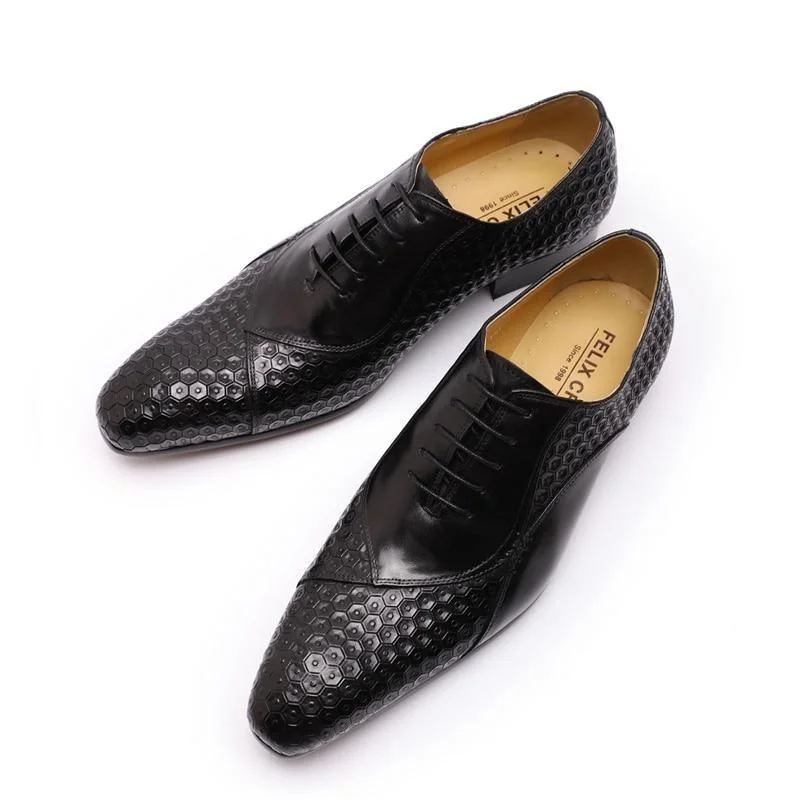 Wedding Dresses for Bridal Look -Men's Genuine Leather Pointed Toe Lace Up Wedding Dress Shoes