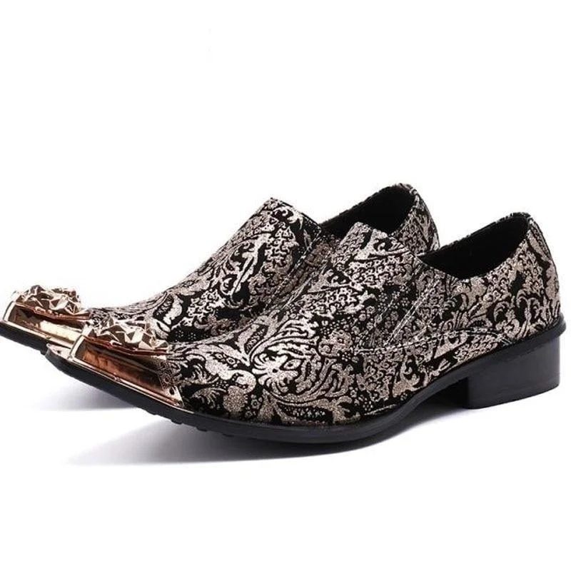 Solid Color Dresses for Simple -Floral Printed Genuine Leather Wedding Party Night Club Dress Shoe