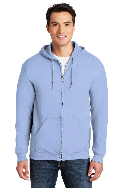 Tactical Hoodie with Multiple Pockets Military Inspired Streetwear -Gildan Heavy Blend Full Zip Hooded Sweatshirt Carolina Blue