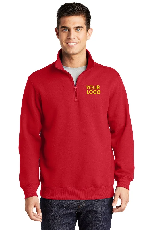 Basketball Jersey Hoodie with Team Logos Sports Fan Apparel -Sport-Tek Customized 1/4-Zip Sweatshirts, True Red