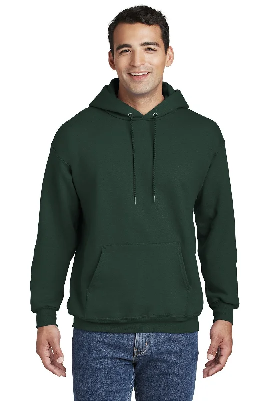 Water-Resistant Hoodie with Adjustable Drawstrings Hiking Rain Protection -Hanes Ultimate Cotton Pullover Hooded Sweatshirt F170 Deep Forest