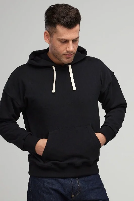 Fleece Hoodie with Hoodie for Outdoor Concert Events -Men's Heritage Hooded Sweatshirt Original Fit - Aged Black