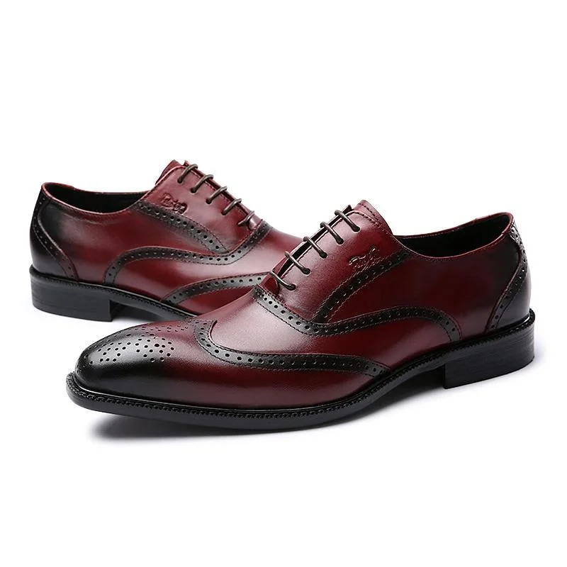 Maxi Dresses for Elegant Style -Men's Genuine Leather Wedding Brogue Wingtip Lace Up Oxford Dress Shoes