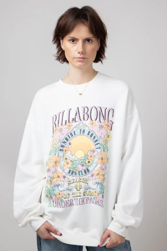 Terry Cloth Sweatshirt for Post-Workout Recovery Comfort -Billabong Ride in Oversized Sweatshirt for Women in White | ABJFT00281-WBB0