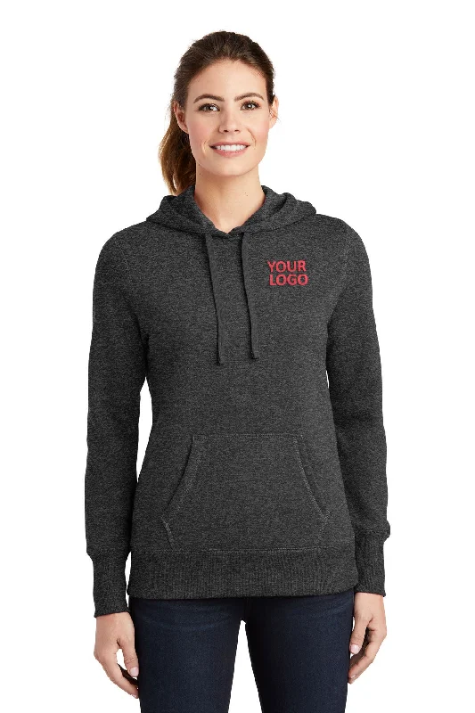 Water-Resistant Hoodie with Adjustable Drawstrings Hiking Rain Protection -Sport-Tek Ladies Pullover Custom Hooded Sweatshirts, Graphite Heather