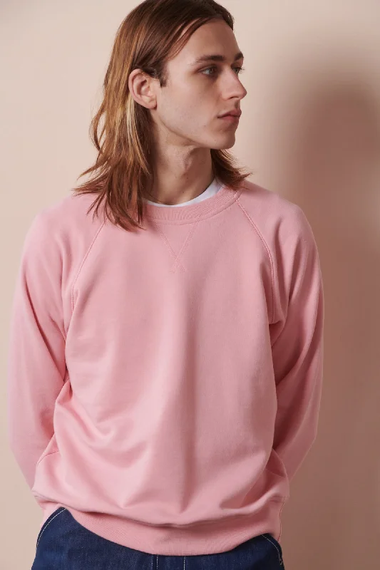 Leopard Print Sweatshirt with Ruffled Hem Glamorous Night Out Looks -Men's Raglan Sweatshirt - Pale Pink