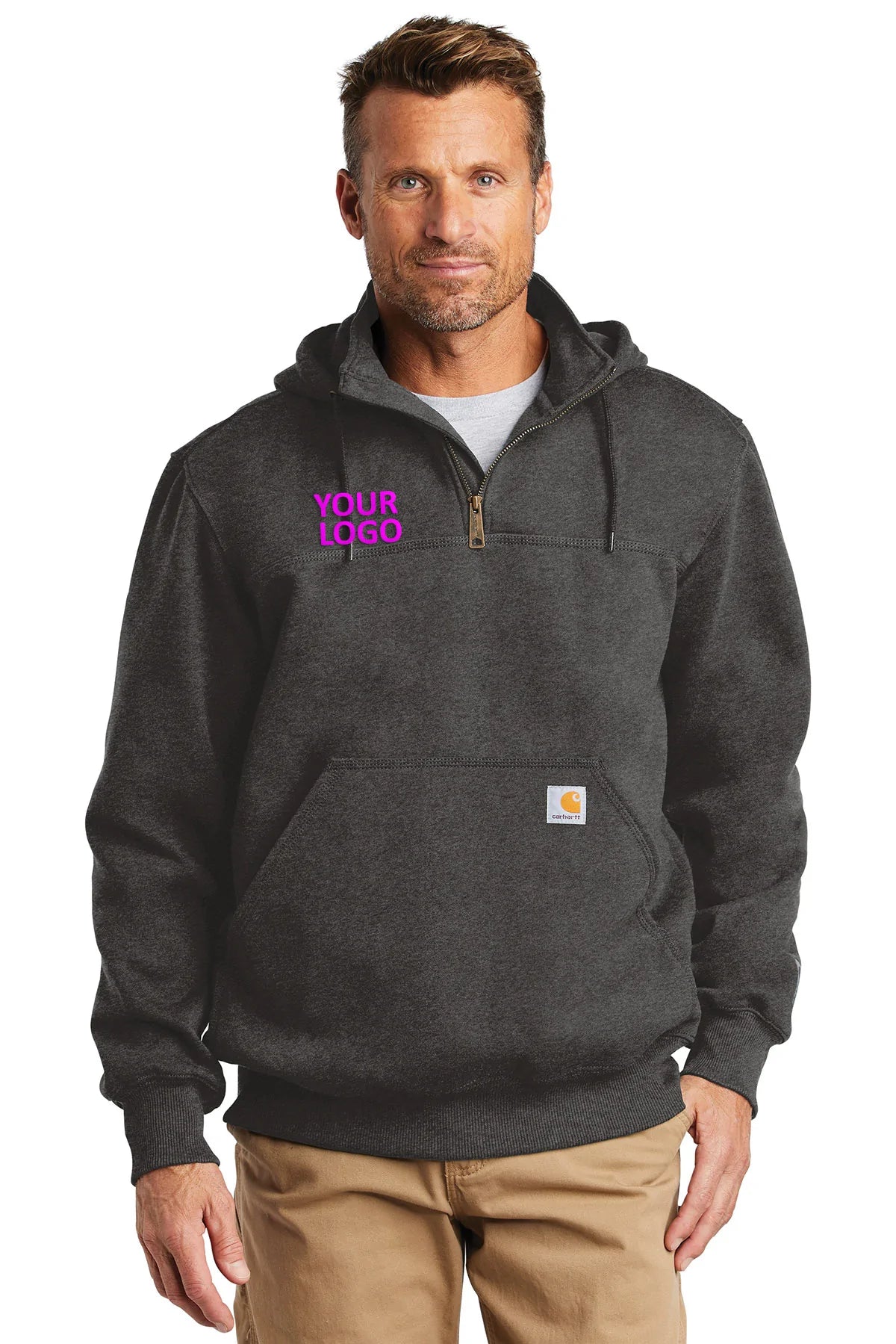 Fluffy Fleece Hoodie for Snug Indoor Loungewear -Carhartt Rain Defender Paxton Zip Custom Sweatshirts, Carbon Heather