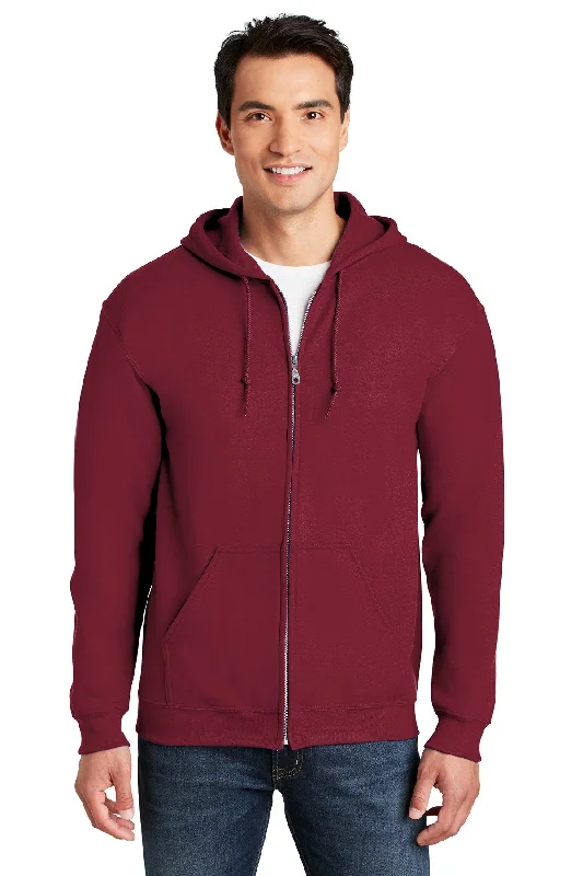 Polo Neck Sweatshirt with Side Pockets Smart Casual Office Wear -Gildan Heavy Blend Full Zip Hooded Sweatshirt Cardinal