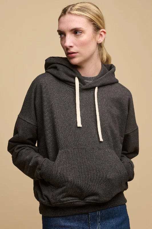 Fluffy Fleece Hoodie for Snug Indoor Loungewear -Women's Heritage Hooded Sweatshirt - Charcoal