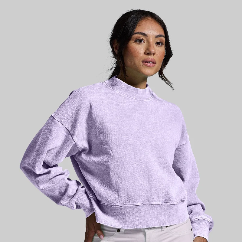 Chiffon Hoodie for Sheer Layered Summer Evening Looks -Good Karma Cropped Sweatshirt (Washed Orchid)