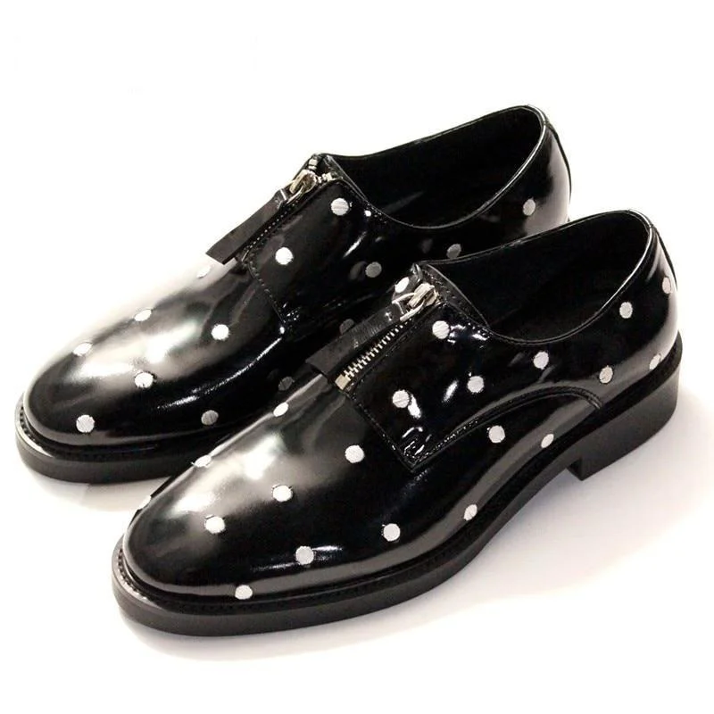 Beaded Dresses for Glamour -Men's Handmade Luxury Genuine Leather Zipper Slip On Dress Shoes