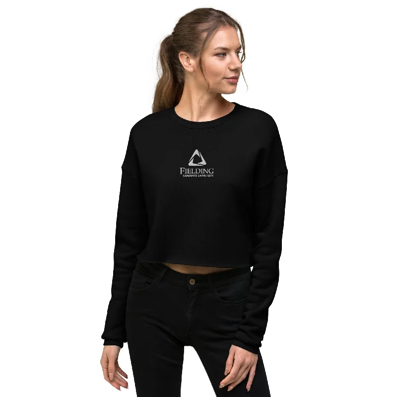 Embellished Sweatshirt with Beaded Patterns Bohemian Luxury -Women's Cropped Sweatshirt | Embroidered Fielding Logo