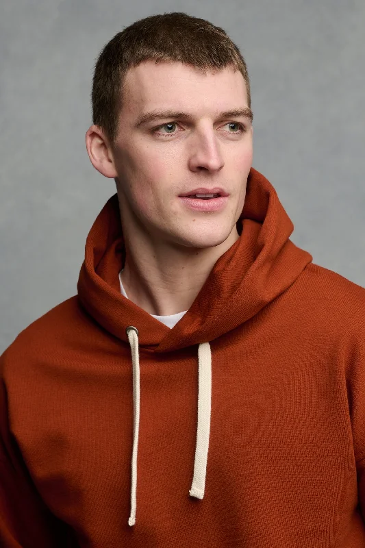 Embroidered Sweatshirt with Floral Motifs Spring Garden Parties -Men's Hooded Sweatshirt - Cinnamon