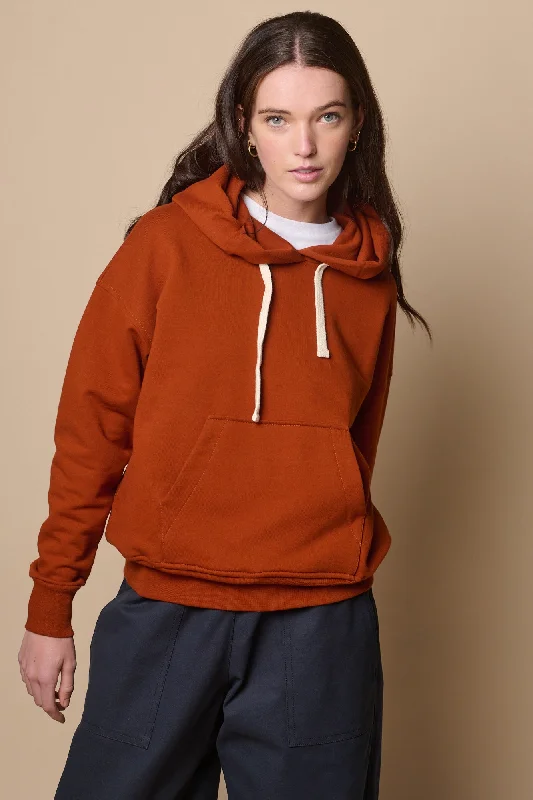 Padded Hoodie with Quilted Lining Extreme Cold Weather Gear -Women's Hooded Sweatshirt - Cinnamon