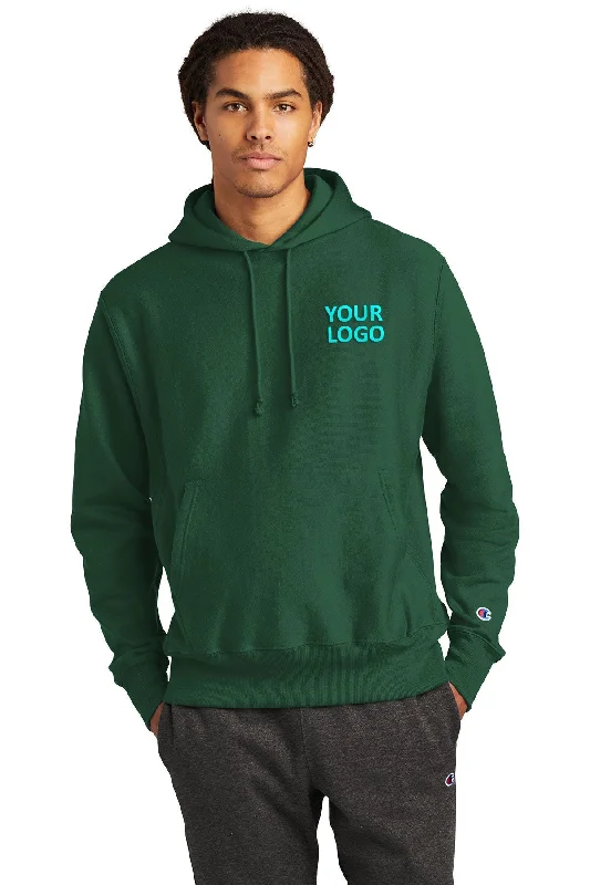 Muscle Fit Hoodie with Cut-Out Details Sexy Clubbing Apparel -Champion Reverse Weave Hooded Sweatshirt, Dark Green