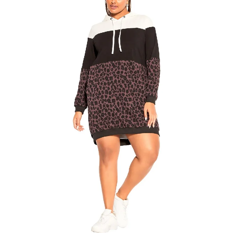 Mesh Hoodie for Ventilation During High-Intensity Sports -CCX Womens Animal Print Cotton Sweatshirt Dress