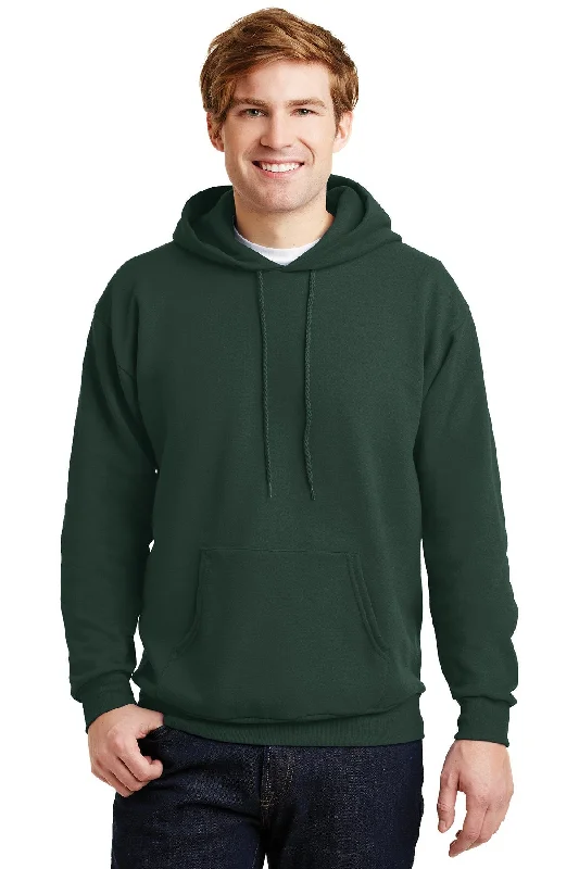 Lightweight Cotton Sweatshirt with Graphic Prints for Casual Daily Wear -Hanes Ecosmart Pullover Hooded Sweatshirt P170 Deep Forest