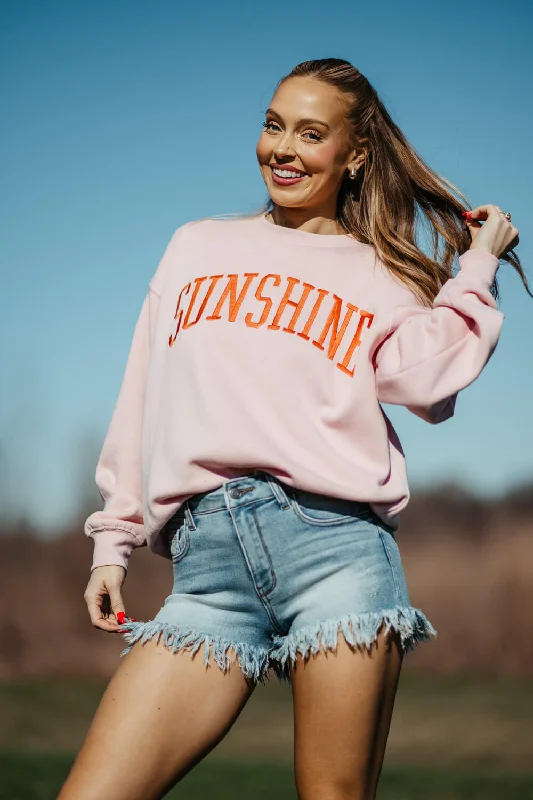 Denim Hoodie with Studded Details Punk Rock Outfits -1897 Active Sunshine Sweatshirt for Women in Pink | GT065-PINK