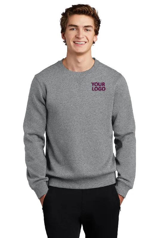 Mock Neck Sweatshirt with Thumb Holes Cold Weather Protection -Sport-Tek Custom Crewneck Sweatshirts, Vintage Heather