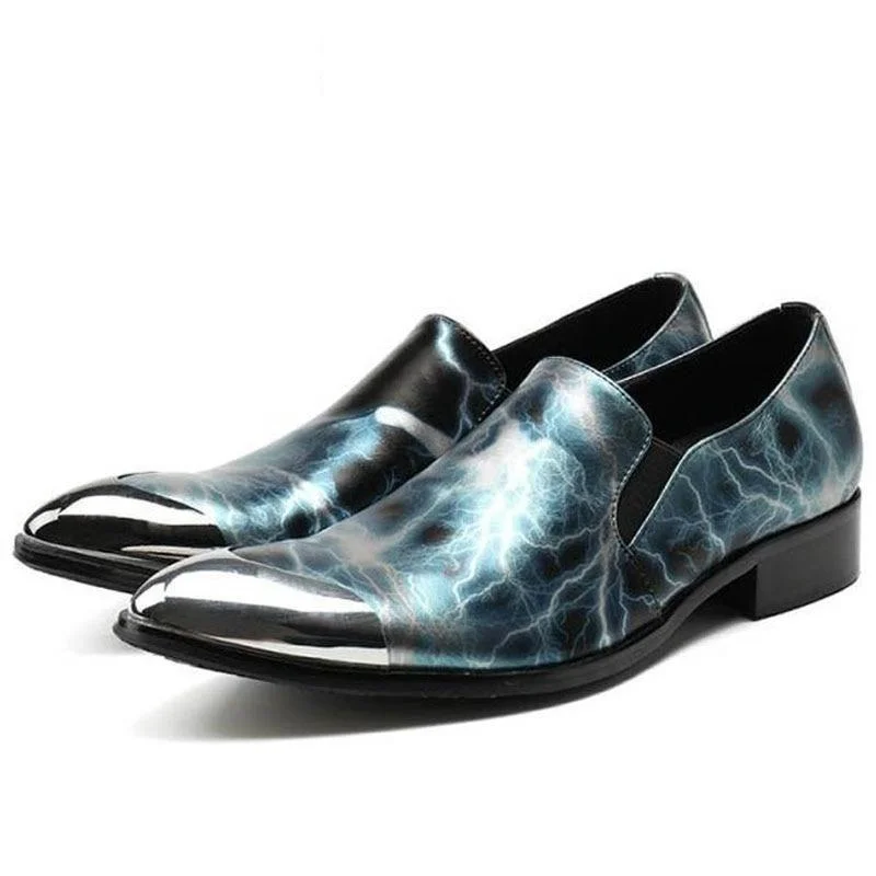 Black Dresses for Versatile -Men's Plus Size Basic Slip On Printed Metal Pointed Toe Dress Shoes