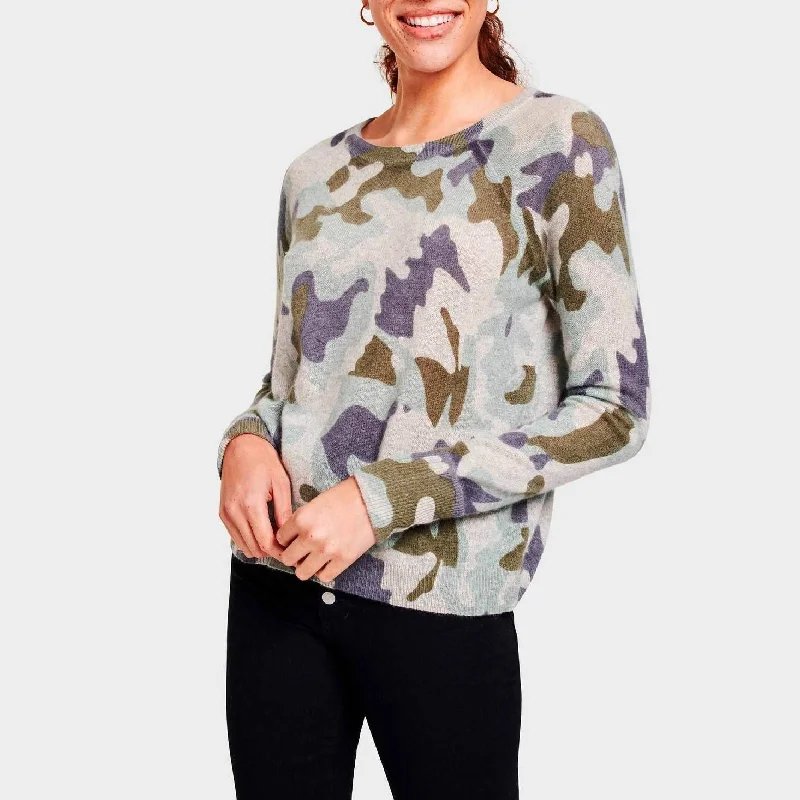 Silk Blend Hoodie for Smooth Luxurious Sleepwear -Essential Cashmere Sweatshirt (Camo)