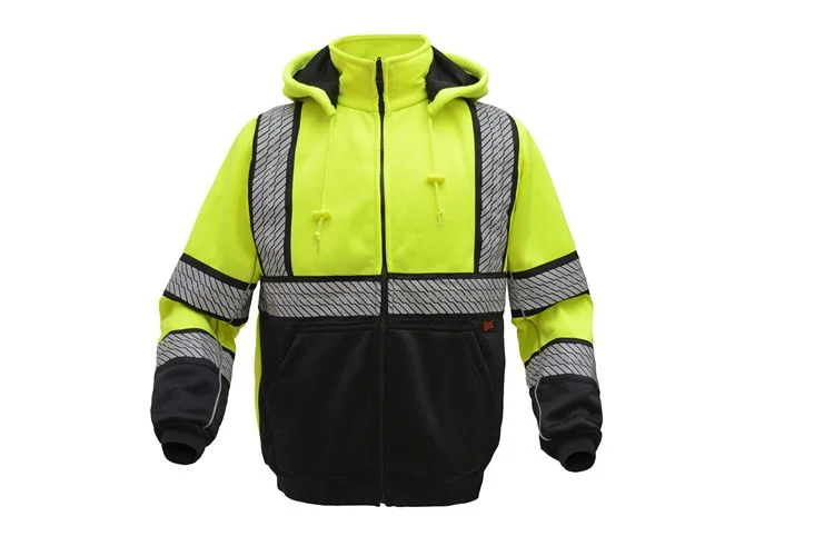 Neon Colored Hoodie with Reflective Stripes Nighttime Running Safety -GSS Class 3 New Onxy Heavy Weight Sweatshirt with Dupont Fabric Protect 7511 Lime