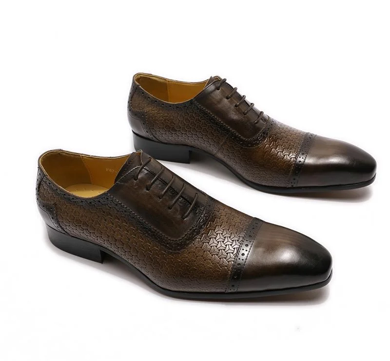 Flared Dresses for Retro -Men's Business Classic Style Lace Up Pointed Toe Leather Dress Shoes