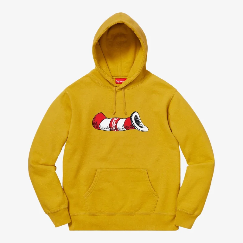 Metallic Hoodie with Shiny Finish Festival Glitter Outfits -Supreme x Dr. Seuss Hooded Sweatshirt 'Cat in the Hat' Mustard (FW18)