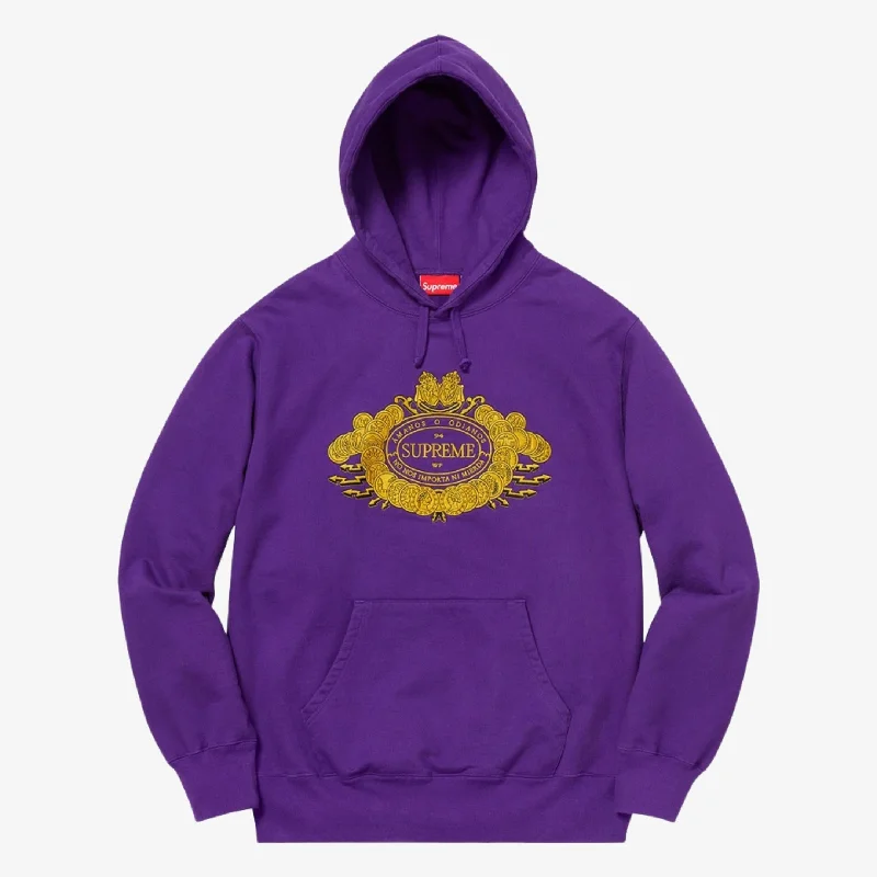 Performance Hoodie with UV Protection for Outdoor Summer Sports -Supreme Hooded Sweatshirt 'Love or Hate' Purple (FW18)