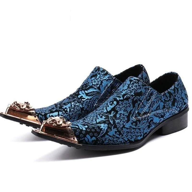 Sleeveless Dresses for Coolness -Men's Banquet Italian Floral Printed Genuine Leather Wedding Dress Shoes