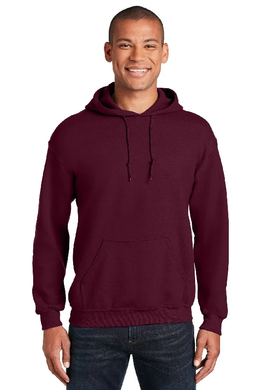 Leather Hoodie with Studded Details Punk Rock Style -Gildan Heavy Blend Hooded Sweatshirt Maroon