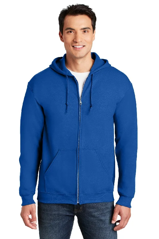 Velvet Hoodie with Embellished Buttons Luxurious Evening Events -Gildan Heavy Blend Full Zip Hooded Sweatshirt Royal