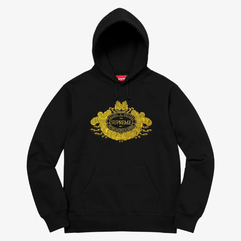 Muscle Fit Hoodie with Cut-Out Details Sexy Clubbing Apparel -Supreme Hooded Sweatshirt 'Love or Hate' Black (FW18)